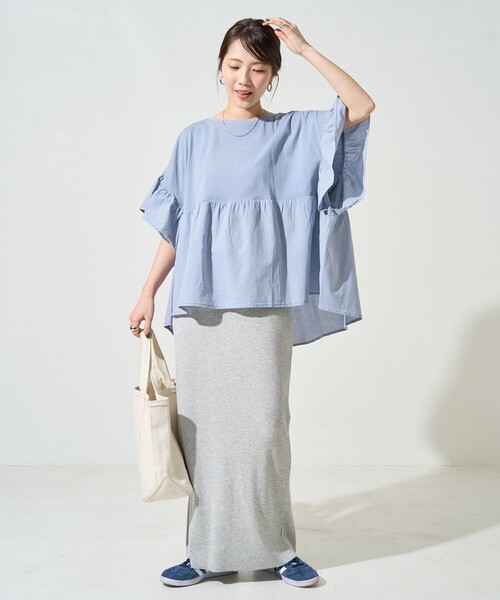 セール】限定展開 ピグメント加工 ドッキング フリル トップス（T