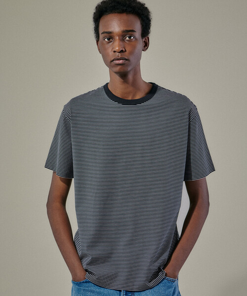 handvaerk(ハンドバーク)の「handvaerk | 60/2 クルーネック半袖Tシャツ STRIPE MEN(Tシャツ/カットソー・メンズ・ブラック系その他/ホワイト系その他・M/S/L/XL)」の3枚目の写真