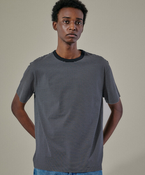 handvaerk(ハンドバーク)の「handvaerk | 60/2 クルーネック半袖Tシャツ STRIPE MEN(Tシャツ/カットソー・メンズ・ブラック系その他/ホワイト系その他・M/S/L/XL)」の4枚目の写真