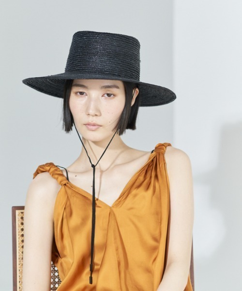 Odds（オッズ）の「ODDS/オッズ　MUGI PORKPIE HAT　ハット　カンカン帽（ハット・レディース・ブラック/ナチュラル・F）」の2枚目の写真