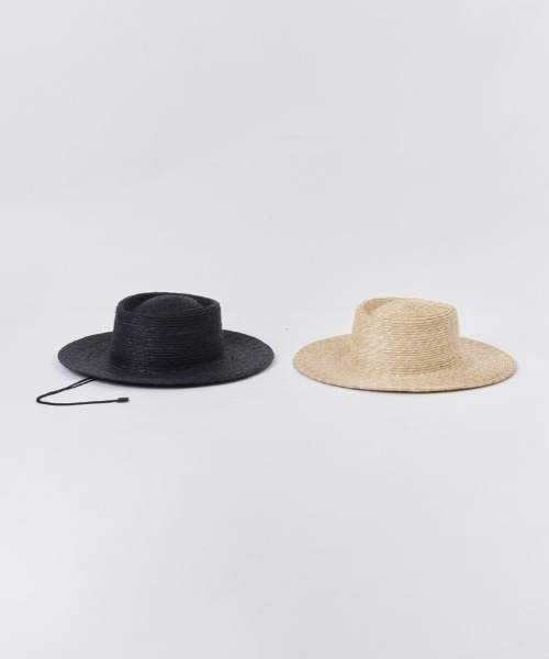Odds（オッズ）の「ODDS/オッズ　MUGI PORKPIE HAT　ハット　カンカン帽（ハット・レディース・ブラック/ナチュラル・F）」の6枚目の写真