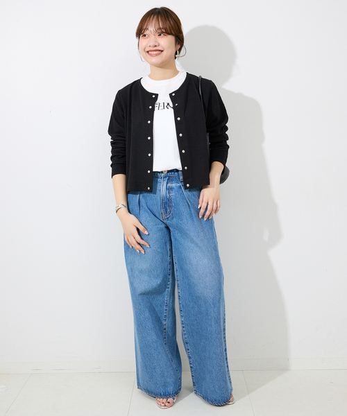 SLOBE IENA(スローブイエナ)の「《2枚セット》ジャージースナップカーディガン×ノースリーブワンピース(ワンピース・レディース・ブラック/ブラウン・FREE)」の11枚目の写真