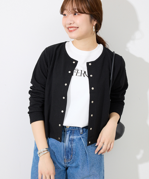 SLOBE IENA(スローブイエナ)の「《2枚セット》ジャージースナップカーディガン×ノースリーブワンピース(ワンピース・レディース・ブラック/ブラウン・FREE)」の13枚目の写真