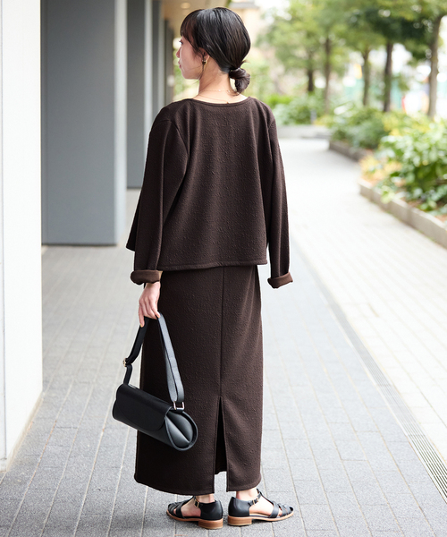 SLOBE IENA(スローブイエナ)の「《2枚セット》ジャージースナップカーディガン×ノースリーブワンピース(ワンピース・レディース・ブラック/ブラウン・FREE)」の18枚目の写真