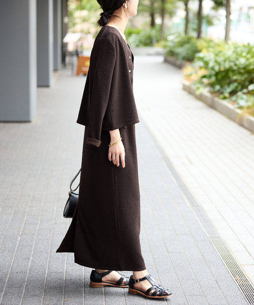 SLOBE IENA(スローブイエナ)の「《2枚セット》ジャージースナップカーディガン×ノースリーブワンピース(ワンピース・レディース・ブラック/ブラウン・FREE)」の19枚目の写真