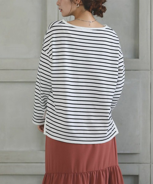 SUNFLOWER EIGHT(サンフラワーエイト)の「キーネックボーダーカットソー(Tシャツ/カットソー・レディース・ブラック/ブラウン/ホワイト・L/M)」の8枚目の写真