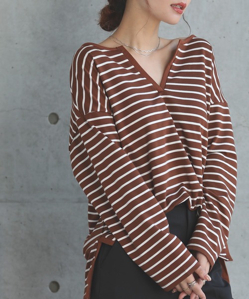SUNFLOWER EIGHT(サンフラワーエイト)の「キーネックボーダーカットソー(Tシャツ/カットソー・レディース・ブラック/ブラウン/ホワイト・L/M)」の15枚目の写真