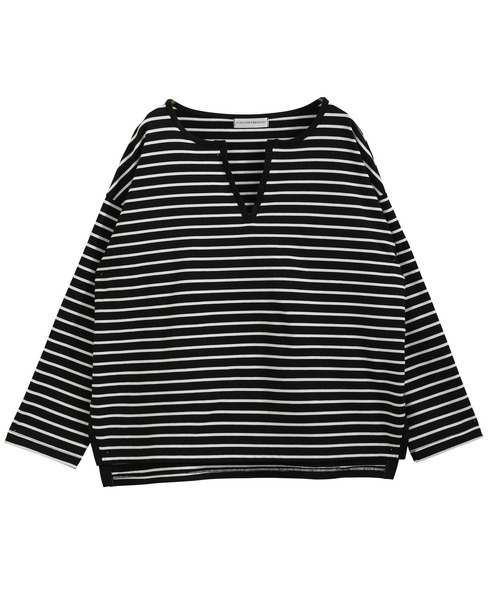 【K．K 】INSCRIRE ボーダーカットソー　M キーネックボーダーカットソー（Tシャツ/カットソー