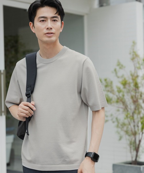 GLOBAL WORK（グローバルワーク）の「アンチピリングハイゲージニット/クルー/半袖/287539（ニット/セーター・メンズ・ブラック/ライトグレー/ダークブラウン/ネイビー・SMALL/X-LARGE/LARGE/MEDIUM）」の2枚目の写真