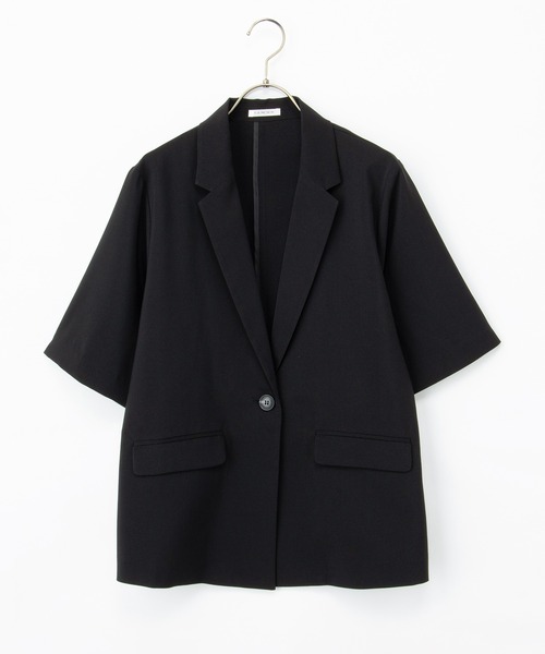 Honeys（ハニーズ）の「ハーフスリーブテーラードジャケット（テーラードジャケット・レディース・ブラック/ライトベージュ/チャコール/モカ・3L/L/LL/M/S）」の6枚目の写真