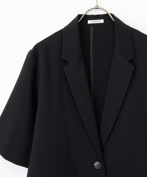 Honeys（ハニーズ）の「ハーフスリーブテーラードジャケット（テーラードジャケット・レディース・ブラック/ライトベージュ/チャコール/モカ・3L/L/LL/M/S）」の7枚目の写真