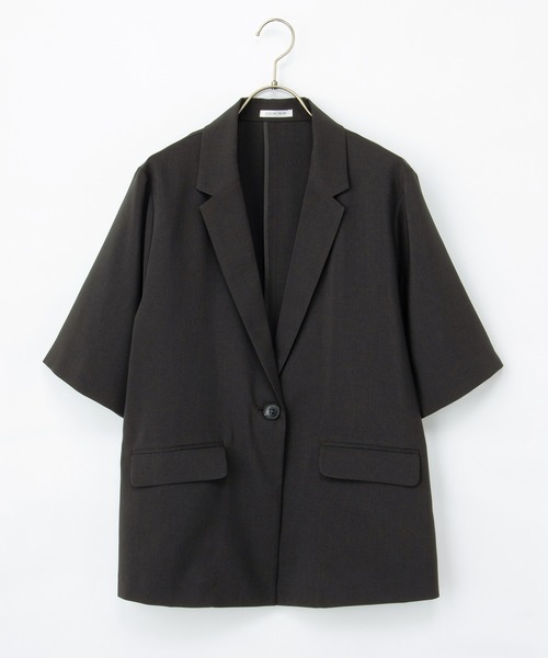 Honeys（ハニーズ）の「ハーフスリーブテーラードジャケット（テーラードジャケット・レディース・ブラック/ライトベージュ/チャコール/モカ・3L/L/LL/M/S）」の8枚目の写真