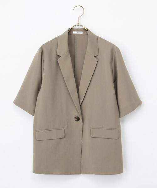 Honeys（ハニーズ）の「ハーフスリーブテーラードジャケット（テーラードジャケット・レディース・ブラック/ライトベージュ/チャコール/モカ・3L/L/LL/M/S）」の10枚目の写真