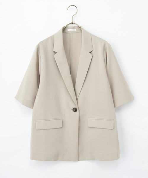 Honeys（ハニーズ）の「ハーフスリーブテーラードジャケット（テーラードジャケット・レディース・ブラック/ライトベージュ/チャコール/モカ・3L/L/LL/M/S）」の12枚目の写真