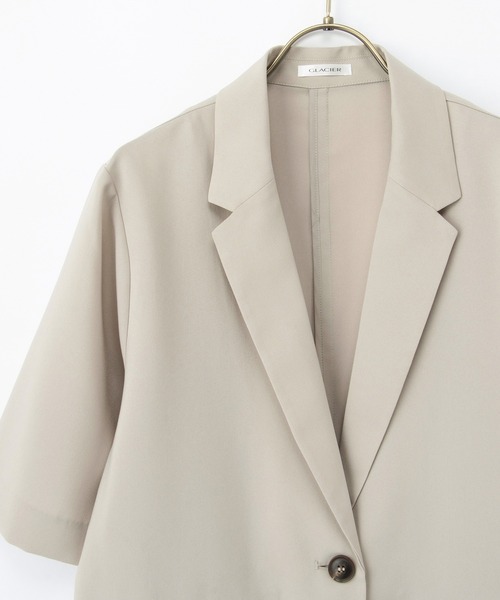 Honeys（ハニーズ）の「ハーフスリーブテーラードジャケット（テーラードジャケット・レディース・ブラック/ライトベージュ/チャコール/モカ・3L/L/LL/M/S）」の13枚目の写真