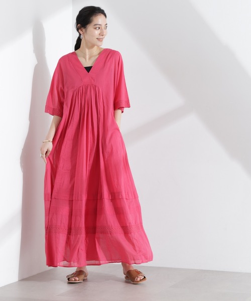 セール】Sara mallika/COTTON VOILE LACE PINTUCKDRESS