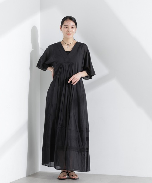 SARA MALLIKA ワンピース セール】Sara mallika/COTTON VOILE LACE PINTUCKDRESS