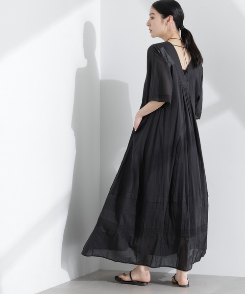 sara mallika ワンピース セール】Sara mallika/COTTON VOILE LACE PINTUCKDRESS
