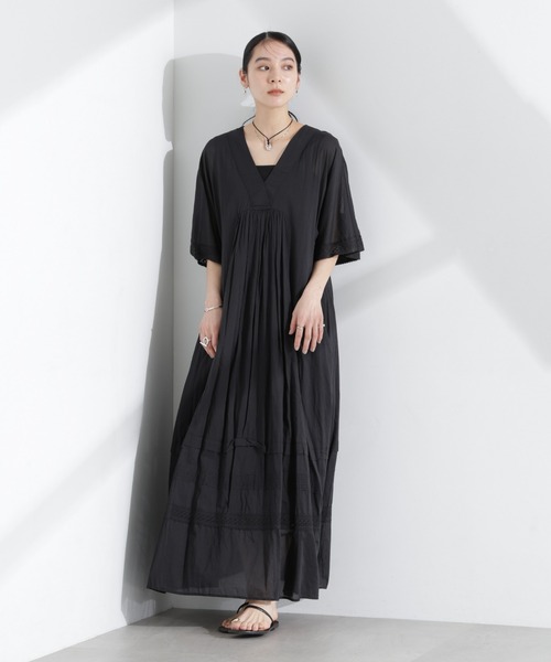 【未使用】Sara Mallika ワンピース セール】Sara mallika/COTTON VOILE LACE PINTUCKDRESS
