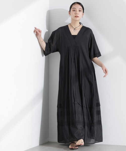 セール】Sara mallika/COTTON VOILE LACE PINTUCKDRESS