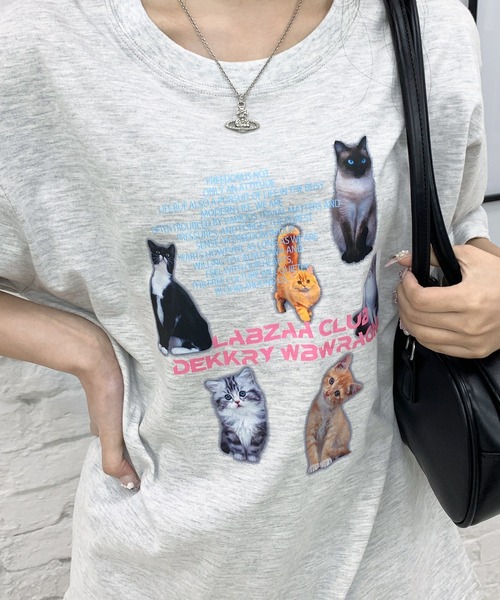 Teem Store(チームストア)の「猫プリントTシャツ(Tシャツ/カットソー・レディース・ライトグレー/ホワイト/イエロー/ネイビー・M/L)」の19枚目の写真