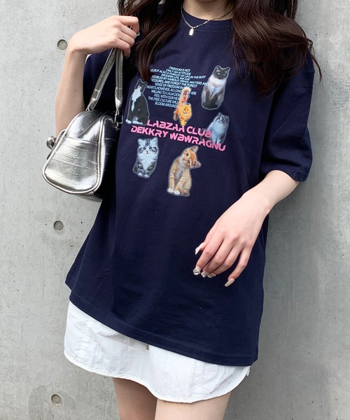 Teem Store(チームストア)の「猫プリントTシャツ(Tシャツ/カットソー・レディース・ライトグレー/ホワイト/イエロー/ネイビー・M/L)」の20枚目の写真