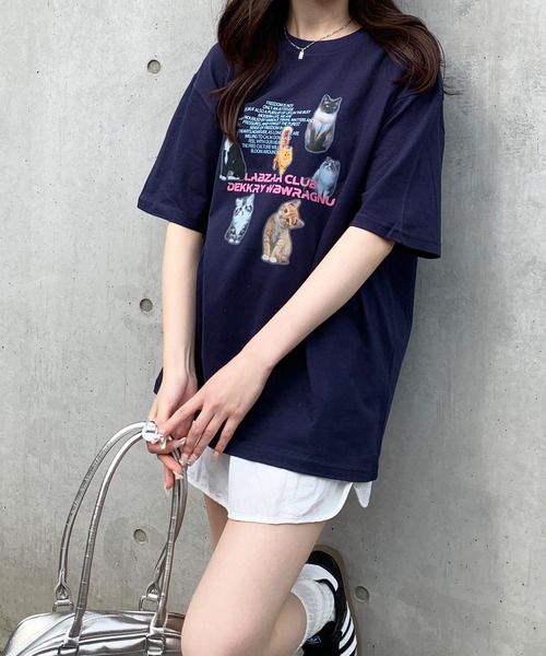 Teem Store(チームストア)の「猫プリントTシャツ(Tシャツ/カットソー・レディース・ライトグレー/ホワイト/イエロー/ネイビー・M/L)」の21枚目の写真