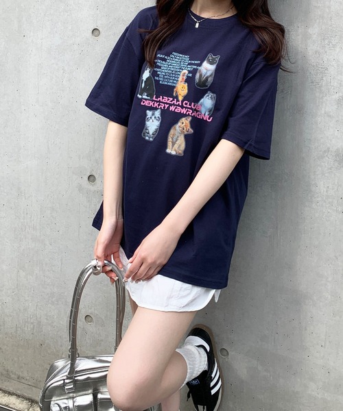 Teem Store(チームストア)の「猫プリントTシャツ(Tシャツ/カットソー・レディース・ライトグレー/ホワイト/イエロー/ネイビー・M/L)」の22枚目の写真