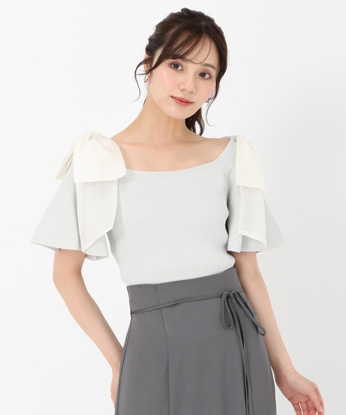 31 Sons de mode（トランテアン　ソン　ドゥ　モード）の「シアーリボン付きニット（ニット/セーター・レディース・オフホワイト/ブラック/サックスブルー/ブラウン/チャコールグレー・フリー）」の11枚目の写真