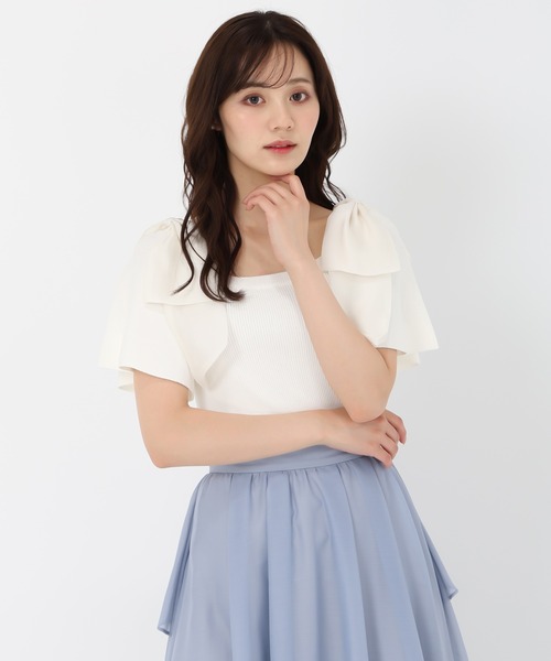 31 Sons de mode（トランテアン　ソン　ドゥ　モード）の「シアーリボン付きニット（ニット/セーター・レディース・オフホワイト/ブラック/サックスブルー/ブラウン/チャコールグレー・フリー）」の9枚目の写真