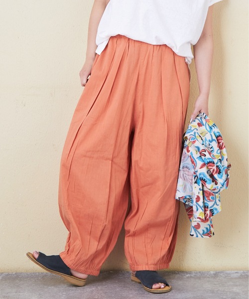 CUBE SUGAR（キューブシュガー）の「インドコットンキャンブリックバルーンギャザーパンツ（その他パンツ・レディース・ブラック/ベージュ/イエロー/オレンジ/カーキ・M）」の5枚目の写真