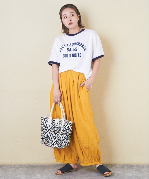 CUBE SUGAR（キューブシュガー）の「インドコットンキャンブリックバルーンギャザーパンツ（その他パンツ・レディース・ブラック/ベージュ/イエロー/オレンジ/カーキ・M）」の14枚目の写真