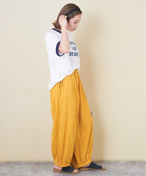 CUBE SUGAR（キューブシュガー）の「インドコットンキャンブリックバルーンギャザーパンツ（その他パンツ・レディース・ブラック/ベージュ/イエロー/オレンジ/カーキ・M）」の15枚目の写真