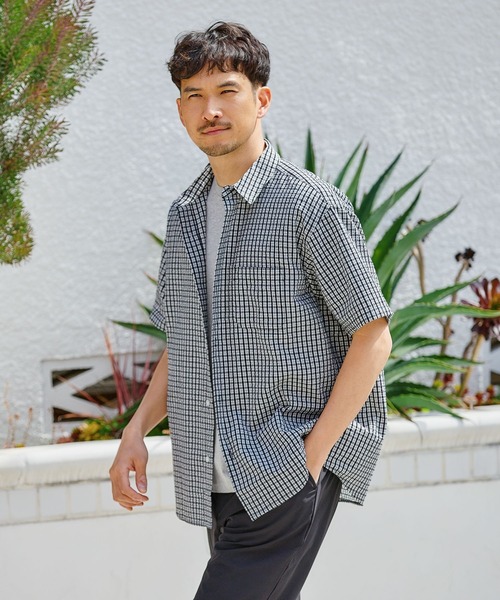 FOUND GOOD（ファウンドグッド）の「サッカーハンソデシャツ（シャツ/ブラウス・メンズ・ブラック/ブラウン系/レッド系/ブルー系・XL/L/M/S）」の2枚目の写真