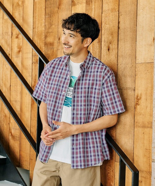 FOUND GOOD（ファウンドグッド）の「サッカーハンソデシャツ（シャツ/ブラウス・メンズ・ブラック/ブラウン系/レッド系/ブルー系・XL/L/M/S）」の16枚目の写真