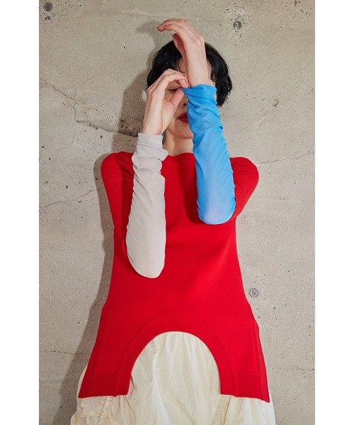 CIRCLE CUT BLOCKING KT TOP（ニット/セーター）｜OMMO（オーエム