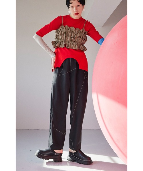 セール】CIRCLE CUT BLOCKING KT TOP（ニット/セーター）｜OMMO