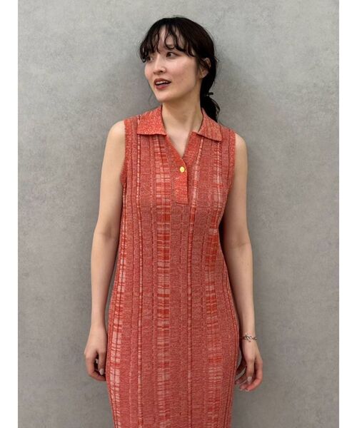 LAGUNAMOON（ラグナムーン）の「シャツカラーメランジニットワンピース（ワンピース・レディース・オレンジ/ミント/ブラック・SMALL/MEDIUM）」の5枚目の写真