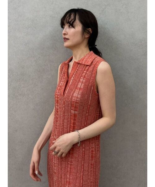 LAGUNAMOON（ラグナムーン）の「シャツカラーメランジニットワンピース（ワンピース・レディース・オレンジ/ミント/ブラック・SMALL/MEDIUM）」の6枚目の写真