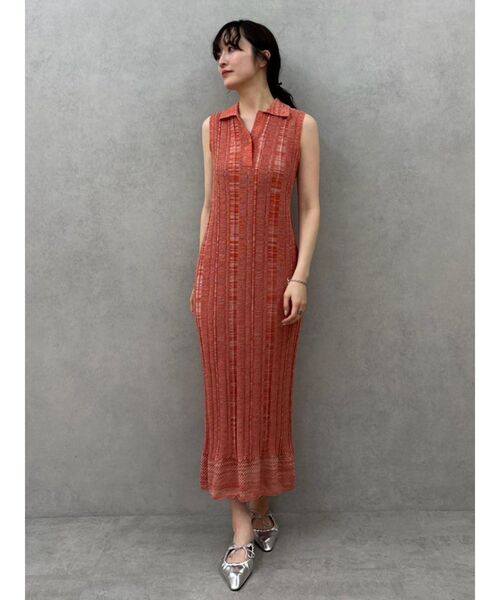 LAGUNAMOON（ラグナムーン）の「シャツカラーメランジニットワンピース（ワンピース・レディース・オレンジ/ミント/ブラック・SMALL/MEDIUM）」の8枚目の写真