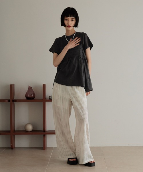 LOWRYS FARM(ローリーズファーム)の「ノルマンディシアーワイドパンツ 289790(その他パンツ・レディース・チャコールグレー/ライトグリーン/その他・MEDIUM/LARGE)」の4枚目の写真