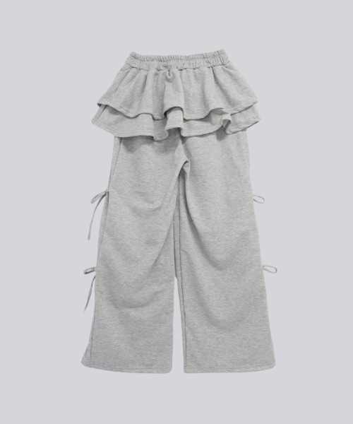 Uenui(ウニュイ)の「ウエストフリル レイヤード スウェットパンツ(スウェットパンツ・レディース・ベージュ/チャコールグレー/グレー・FREE)」の20枚目の写真