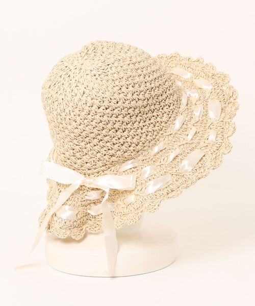 axes femme POETIQUE(アクシーズファムポエティック)の「はしごリボンサマーハット(ハット・レディース・ベージュ・FREE)」の10枚目の写真