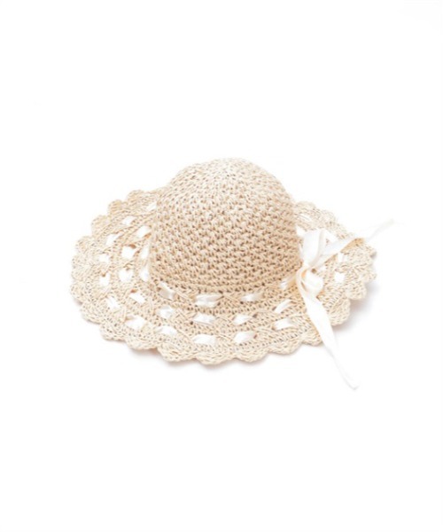 axes femme POETIQUE(アクシーズファムポエティック)の「はしごリボンサマーハット(ハット・レディース・ベージュ・FREE)」の2枚目の写真