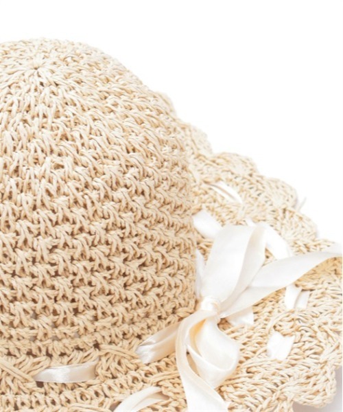axes femme POETIQUE(アクシーズファムポエティック)の「はしごリボンサマーハット(ハット・レディース・ベージュ・FREE)」の4枚目の写真