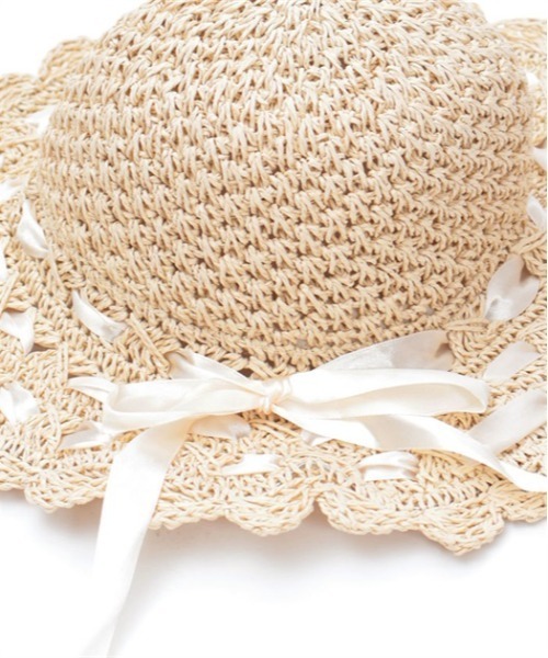 axes femme POETIQUE(アクシーズファムポエティック)の「はしごリボンサマーハット(ハット・レディース・ベージュ・FREE)」の6枚目の写真