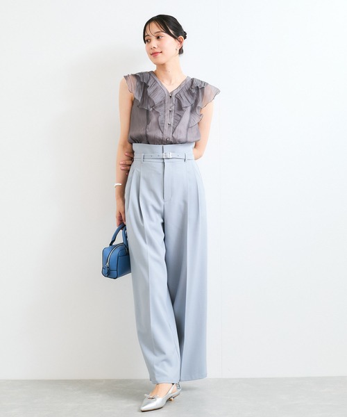 VIS（ビス）の「シアーラッフルフリルブラウス/通勤対応（シャツ/ブラウス・レディース・チャコールグレー/ピンク/ベージュ・FREE）」の9枚目の写真