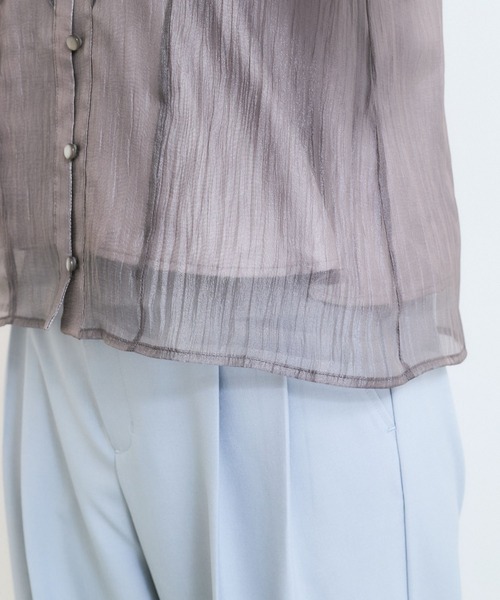 VIS（ビス）の「シアーラッフルフリルブラウス/通勤対応（シャツ/ブラウス・レディース・チャコールグレー/ピンク/ベージュ・FREE）」の17枚目の写真