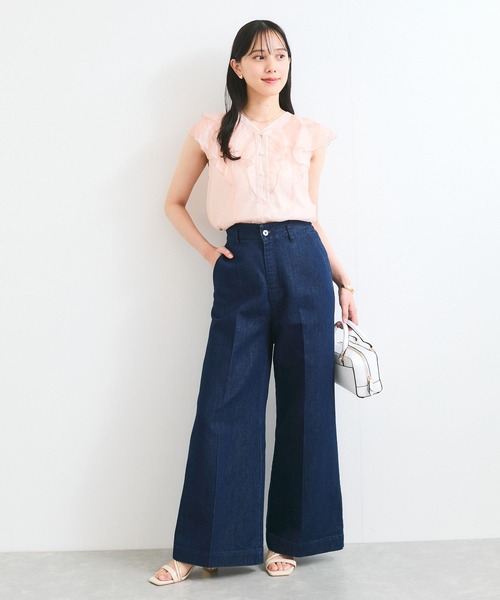 VIS（ビス）の「シアーラッフルフリルブラウス/通勤対応（シャツ/ブラウス・レディース・チャコールグレー/ピンク/ベージュ・FREE）」の15枚目の写真