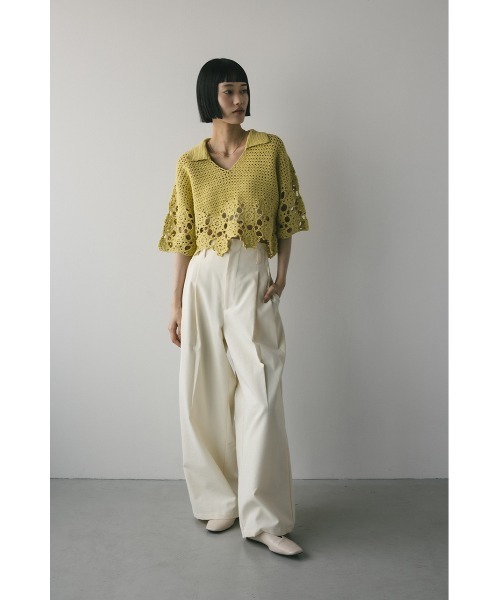 STYLEMIXER（スタイルミキサー）の「ハンドメイドクロシェニット（ニット/セーター・レディース・ライム/アイボリー/ブラック・FREE）」の12枚目の写真